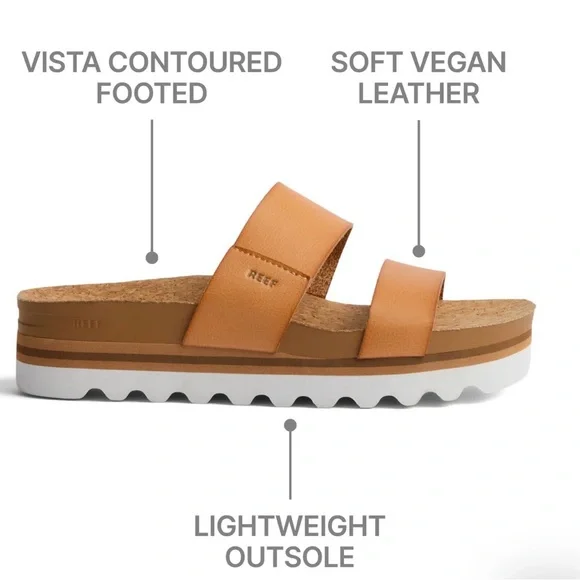 Reef Cushion Vista Hi Women's Sandals Natural NWT - Picture 4 of 14